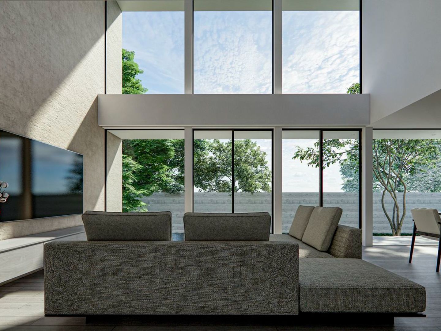 大きな吹抜けのあるリビング